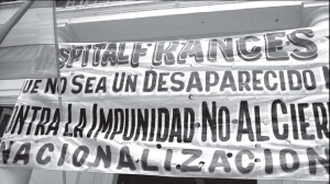 Bandera que grafica la lucha de los trabajadores del Francs