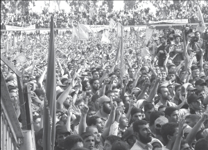 Vista de una de las tantas manifestaciones de Hamas en Gaza