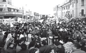 Reciente marcha de docentes y otros gremios santacruceos