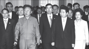 El l�der de Corea del Norte, Kim Jong Il y el presidente de Corea del Sur, Roh Moo-Hiyun,
