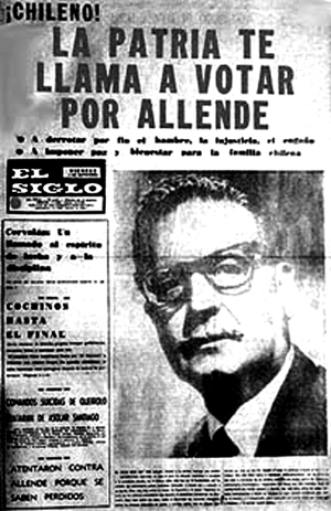 Portadas de �El Siglo�. Una de ellas llam� a votar por Allende en 1970.