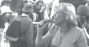 Liliana Olivero en la marcha contra el aumento del cospel