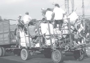Carros de la pobreza, habituales en el centro porteo, a metros de la Rosada.