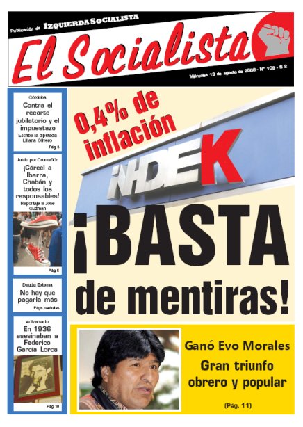 Tapa de El Socialista