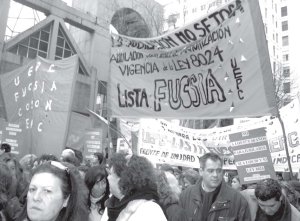 La Fucsia en una de las marchas contra el recorte de las jubilaciones