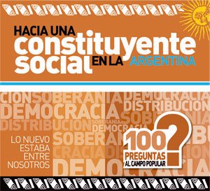Portada de un folleto con 100 preguntas dnde se habla de la distribucin de la riqueza, soberana y democracia, sin ninguna propuesta de fondo