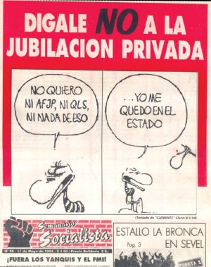 Portada de nuestro peridico condenando la jubilacin privada en 1994