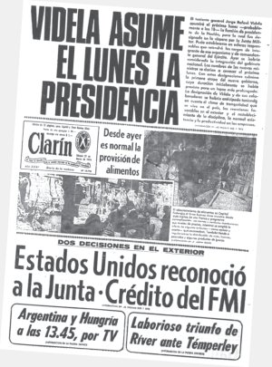 Portada diario Clarn marzo 1976.