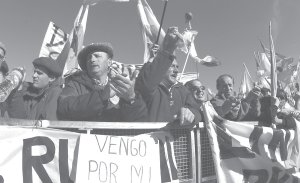 Productores protestando