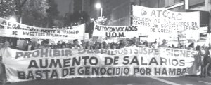 Vista de la importante marcha convocada por el Encuentro en defensa del salario y del trabajo del pasado 26 de marzo