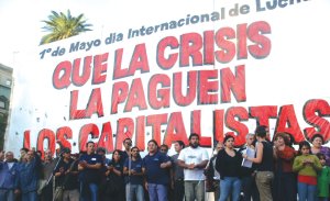 Delegaciones sindicales en el palco