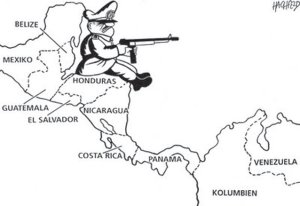 Ilustracin de Rainer Hachfeld. Alemania. Es parte del movimiento de caricaturistas que denunciaron el golpe militar en Honduras.