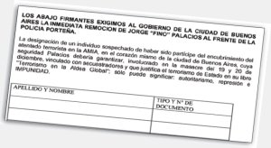 Texto del petitorio para firmar