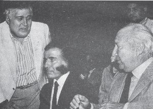 Jos Rodrguez (SMATA), Carlos Menem y Lorenzo Miguel (UOM)