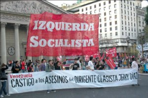 Columna de nuestro partido en el acto del 1 de Mayo en Plaza de Mayo