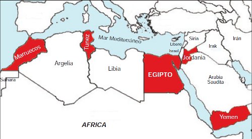 El mundo rabe se va tiendo de rojo