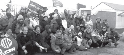 La caravana que parti desde Buenos Aires en el piquete de Las Heras.