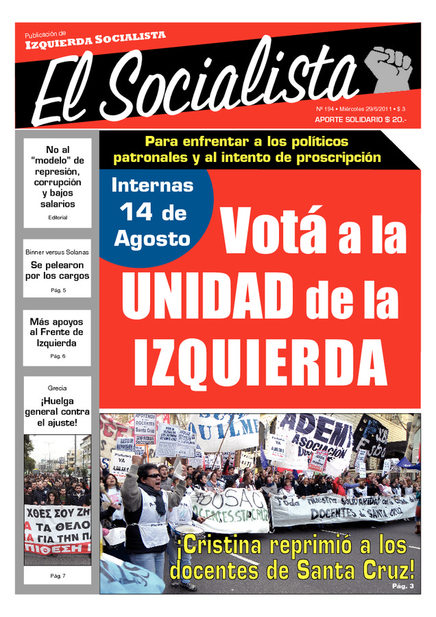 Tapa de El Socialista