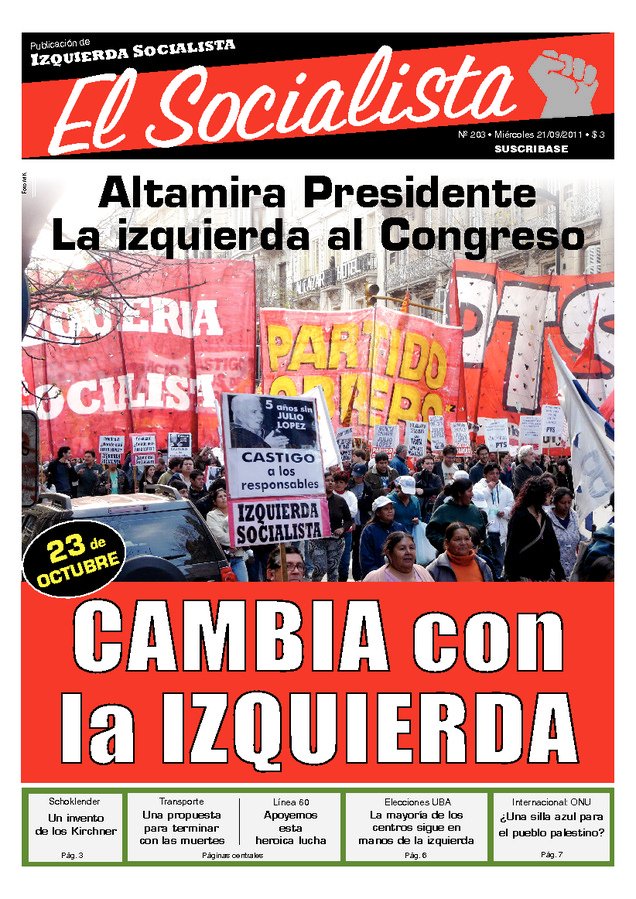 Tapa de El Socialista