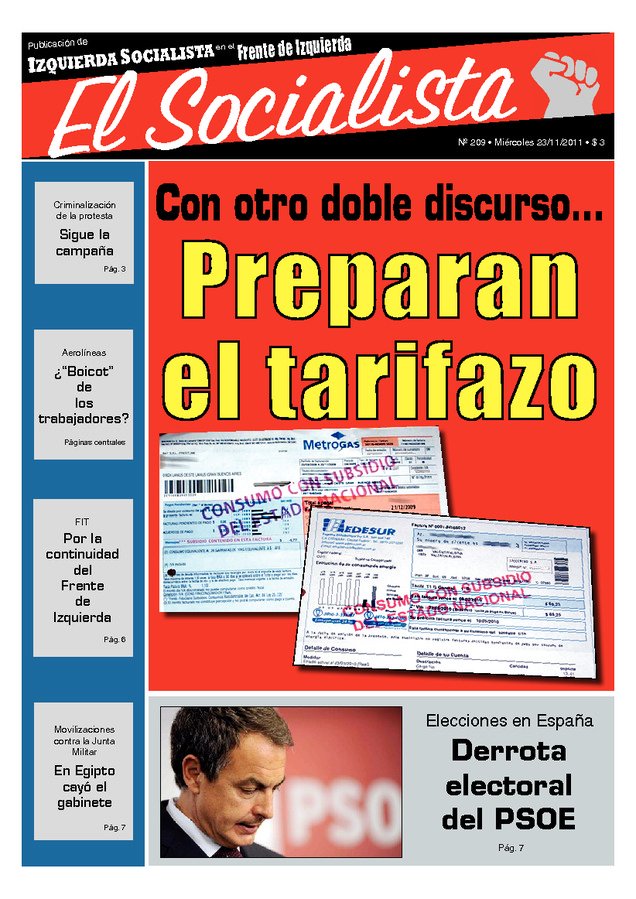 Tapa de El Socialista