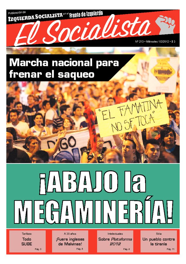 Tapa de El Socialista