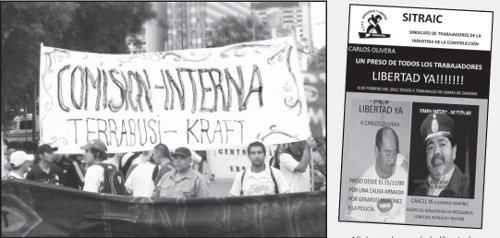 Izq.: Hay que desprocesar a los 5.000 luchadores sociales. Der.: Afiche reclamando la libertad de Olivera