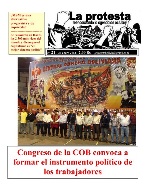 Portada del peridico La Protesta