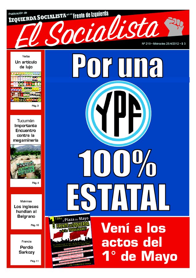 Tapa de El Socialista