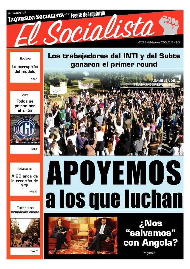 Tapa de El Socialista