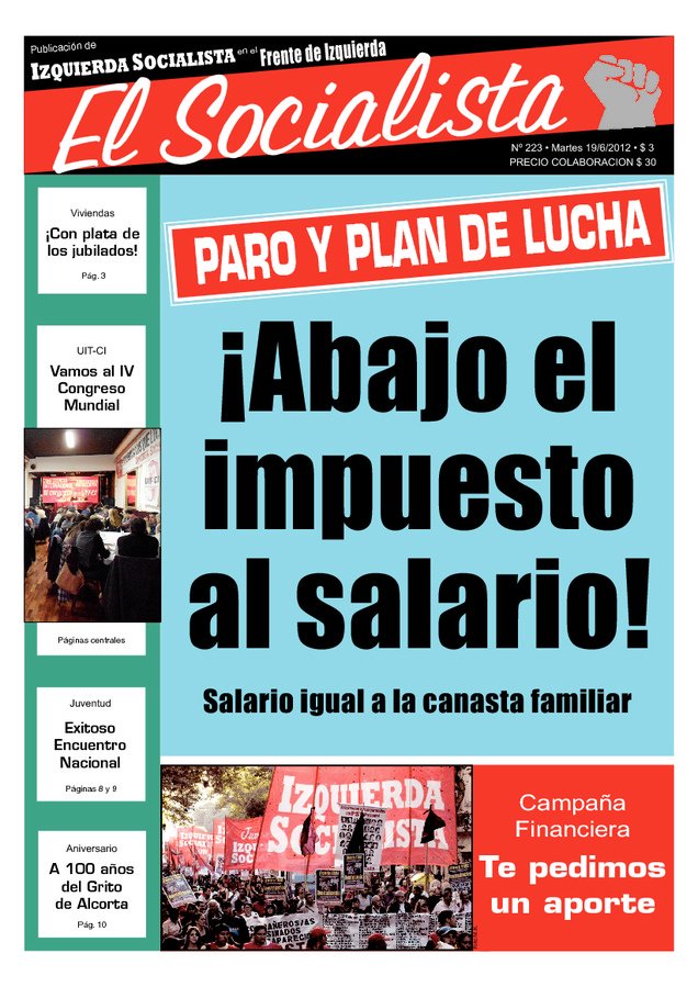 Tapa de El Socialista