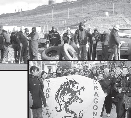 Los trabajadores con su mujeres en lucha