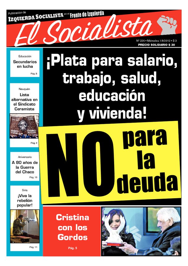 Tapa de El Socialista