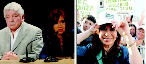 La presidenta con el gorrito de la lista Verde de Pedraza
