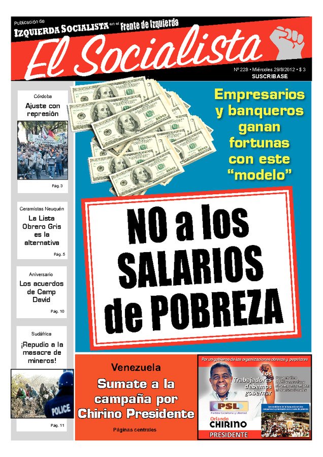 Tapa de El Socialista
