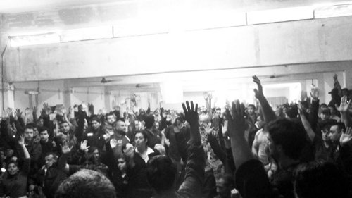 Vista de la asamblea ferroviaria del Sarmiento en la seccional Oeste del pasado mircoles 22