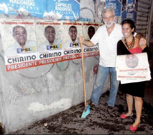 El PSL en campaa. Pegatina de carteles