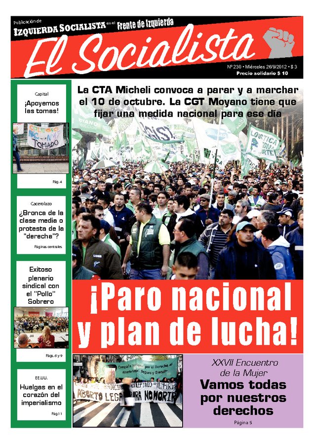 Tapa de El Socialista