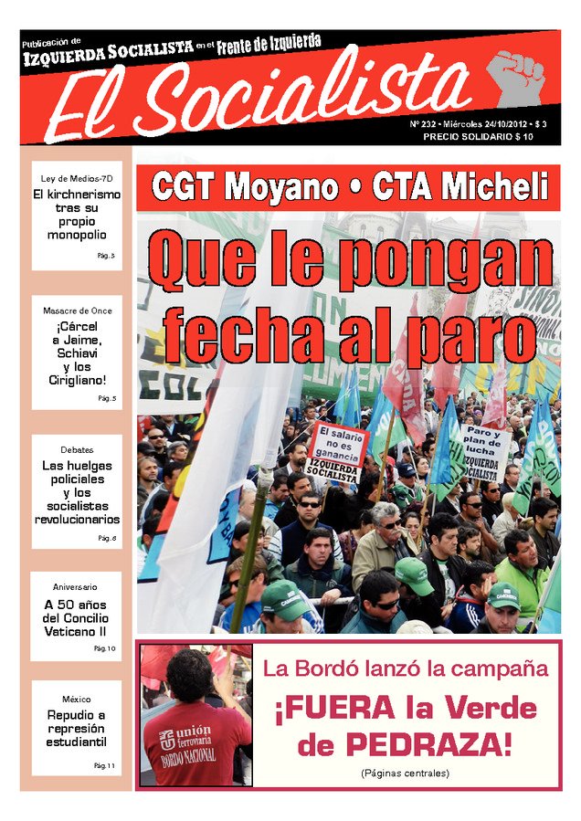 Tapa de El Socialista
