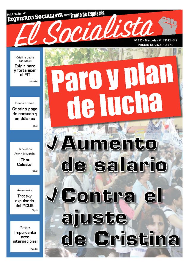 Tapa de El Socialista