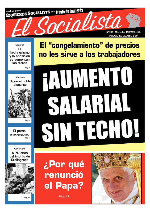 Tapa de El Socialista