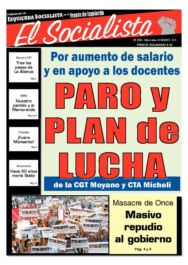 Tapa de El Socialista
