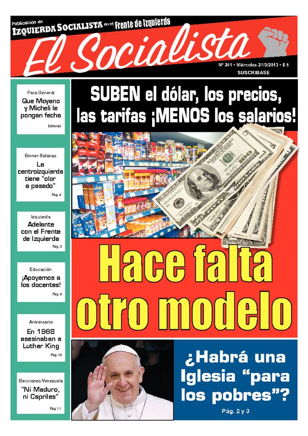 Tapa de El Socialista