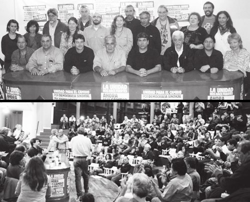 Arriba: Candidatos de la lista nica de oposicin. Abajo: Vista del acto del 28 de mayo
