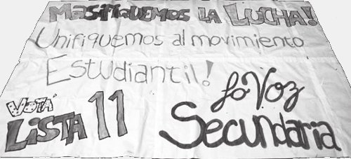 Cartel de campa�a de los pibes de La Voz Secundaria