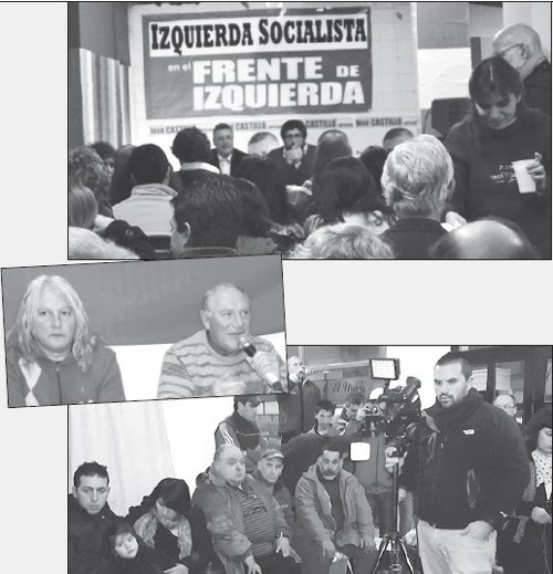 Arriba: Vista de la charla en capital. Centro y abajo: Sobrero y Arena en la charla debate realizada en Mar de Aj�, Partido de la Costa