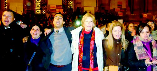 Liliana apoyando la toma de los tribunales provinciales de C�rdoba por parte de sus empleados